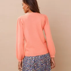 Trui in fantasietricot met Tunesische hals