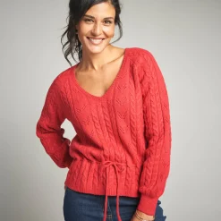 Trui in fantasietricot met V-hals