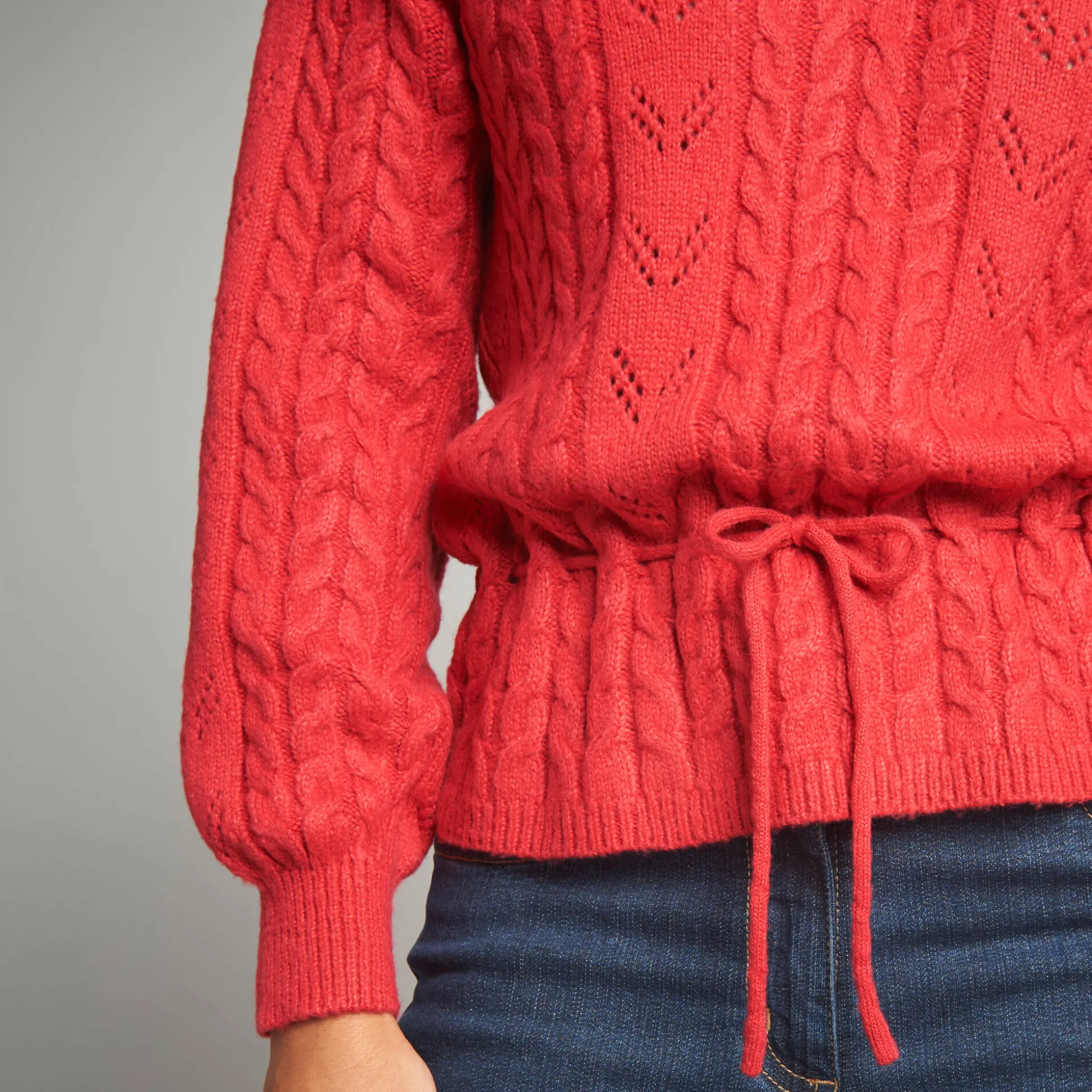 Trui in fantasietricot met V-hals