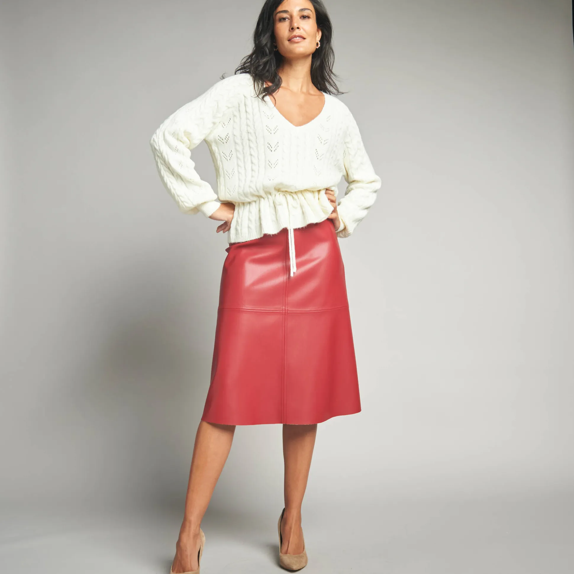 Trui in fantasietricot met V-hals