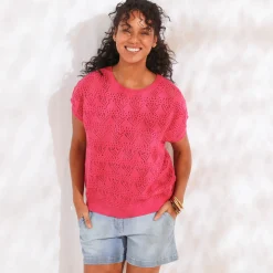 Trui in gehaakt tricot, effen