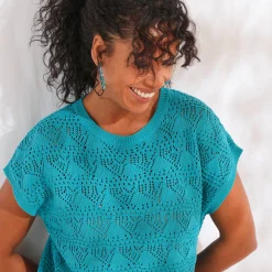 Trui in gehaakt tricot, effen