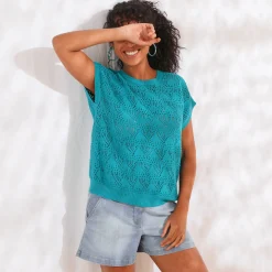Trui in gehaakt tricot, effen