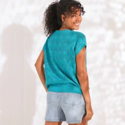 Trui in gehaakt tricot, effen
