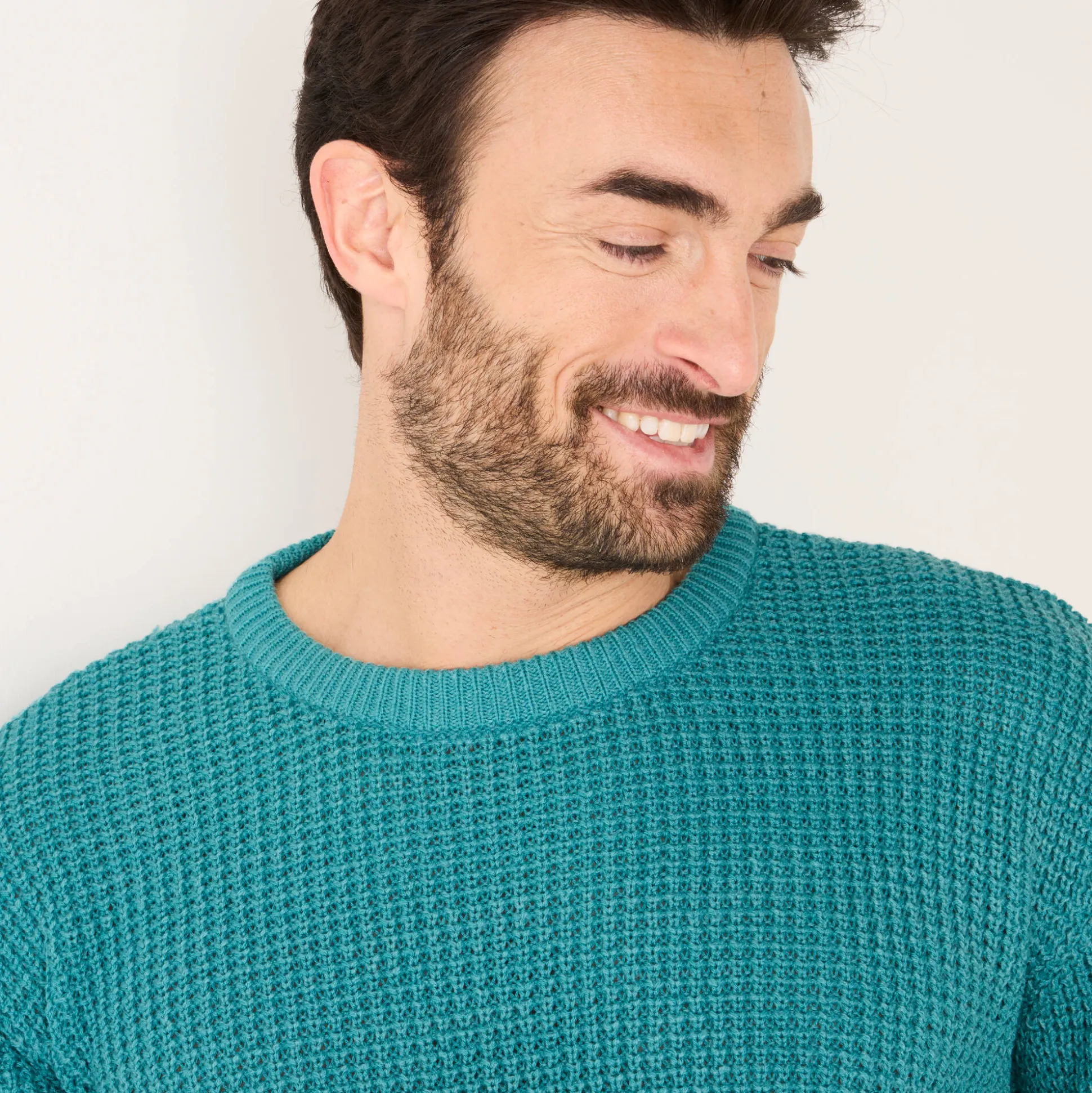 Trui in gewafeld tricot, ronde hals