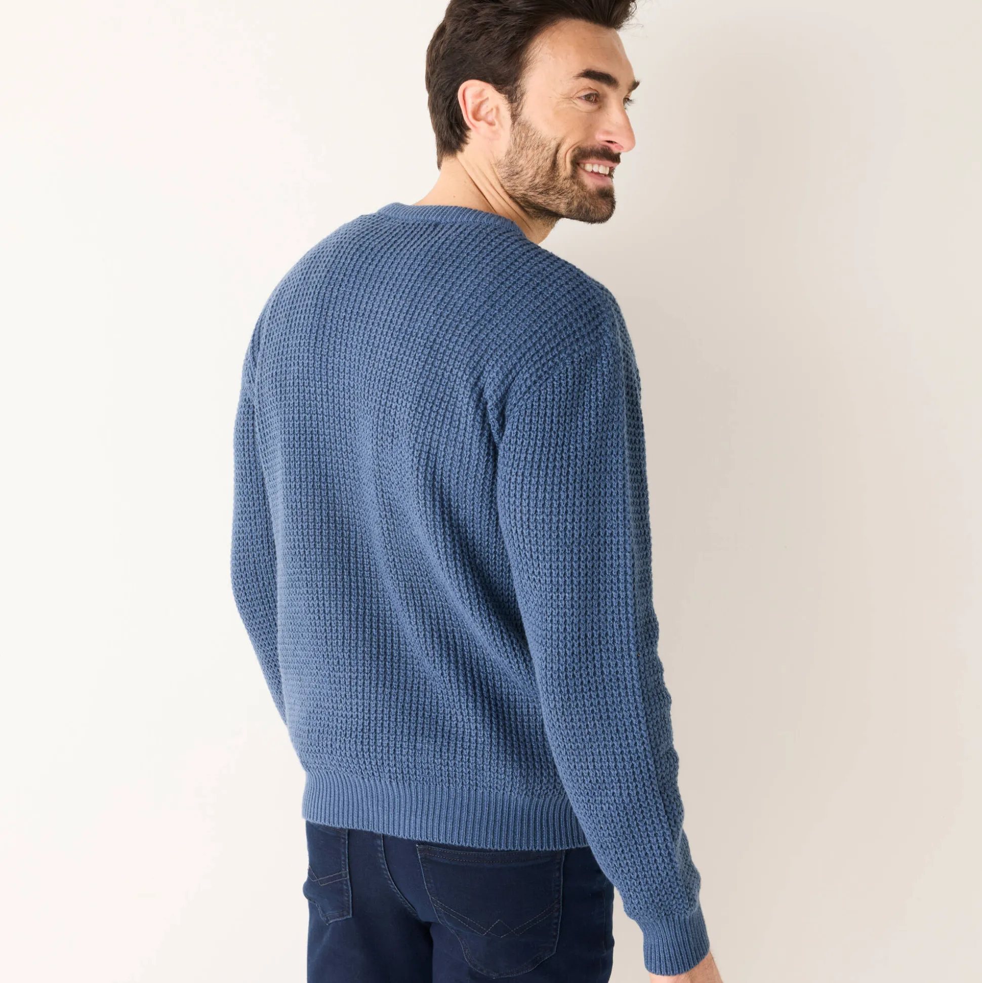 Trui in gewafeld tricot, ronde hals