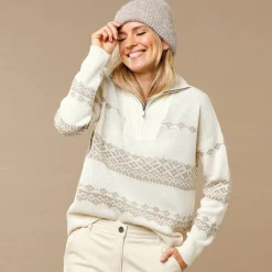 Trui in jacquard, truckerskraag met rits