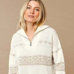 Trui in jacquard, truckerskraag met rits