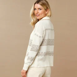 Trui in jacquard, truckerskraag met rits