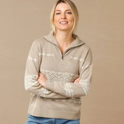 Trui in jacquard, truckerskraag met rits