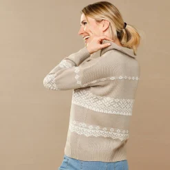 Trui in jacquard, truckerskraag met rits