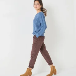 Trui in kabeltricot, ronde hals