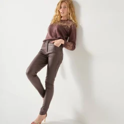 Trui in koperkleurige jacquard, met mohairtouch