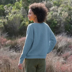 Trui in loose model met V-hals, patenttricot met zachte touch