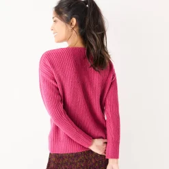 Trui in loose model met V-hals, patenttricot met zachte touch