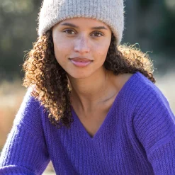 Trui in loose model met V-hals, patenttricot met zachte touch