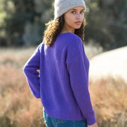 Trui in loose model met V-hals, patenttricot met zachte touch