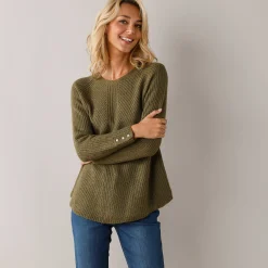 Trui in patenttricot met uitlopend model met zachte touch