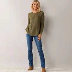 Trui in patenttricot met uitlopend model met zachte touch