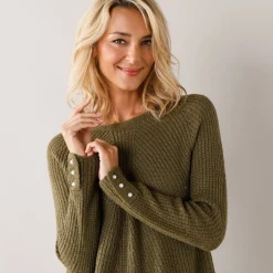 Trui in patenttricot met uitlopend model met zachte touch