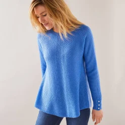 Trui in patenttricot met uitlopend model met zachte touch
