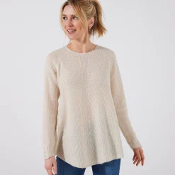 Trui in patenttricot met uitlopend model met zachte touch