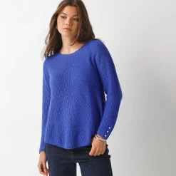 Trui in patenttricot met uitlopend model met zachte touch