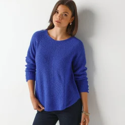 Trui in patenttricot met uitlopend model met zachte touch