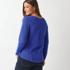 Trui in patenttricot met uitlopend model met zachte touch