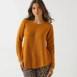 Trui in patenttricot met uitlopend model met zachte touch
