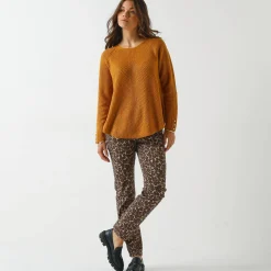 Trui in patenttricot met uitlopend model met zachte touch
