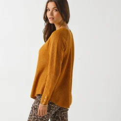 Trui in patenttricot met uitlopend model met zachte touch