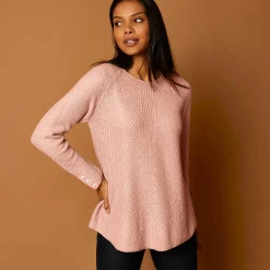Trui in patenttricot met uitlopend model met zachte touch