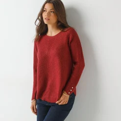 Trui in patenttricot met uitlopend model met zachte touch
