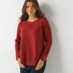 Trui in patenttricot met uitlopend model met zachte touch