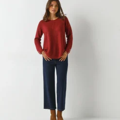 Trui in patenttricot met uitlopend model met zachte touch