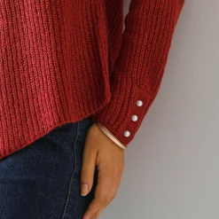 Trui in patenttricot met uitlopend model met zachte touch