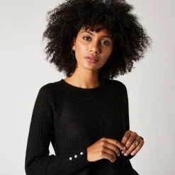 Trui in patenttricot met uitlopend model met zachte touch