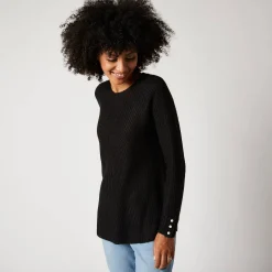 Trui in patenttricot met uitlopend model met zachte touch