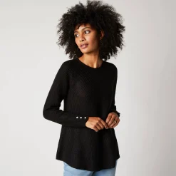 Trui in patenttricot met uitlopend model met zachte touch