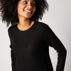 Trui in patenttricot met uitlopend model met zachte touch