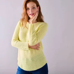 Trui in patenttricot met uitlopend model met zachte touch