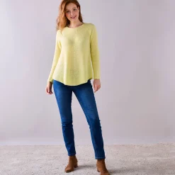 Trui in patenttricot met uitlopend model met zachte touch