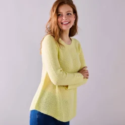 Trui in patenttricot met uitlopend model met zachte touch