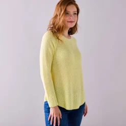 Trui in patenttricot met uitlopend model met zachte touch