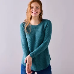 Trui in patenttricot met uitlopend model met zachte touch
