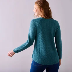 Trui in patenttricot met uitlopend model met zachte touch