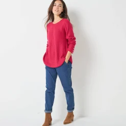 Trui in patenttricot met uitlopend model met zachte touch