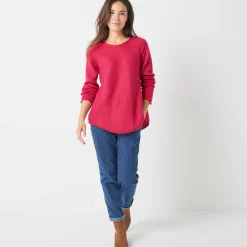 Trui in patenttricot met uitlopend model met zachte touch