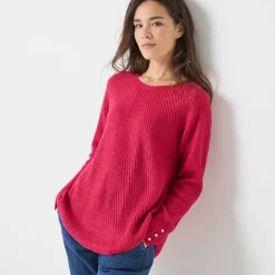 Trui in patenttricot met uitlopend model met zachte touch